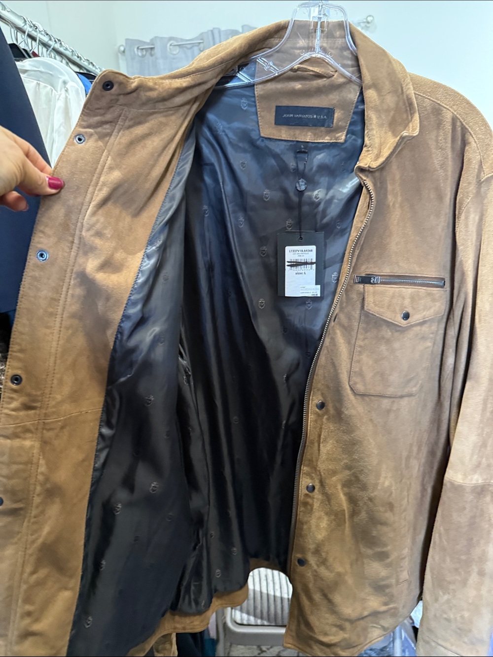John Varvatos Brown Suede Bomber Jacket - Picture 5 of 8